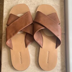 Everlane Tan Cross-Strap Sandals